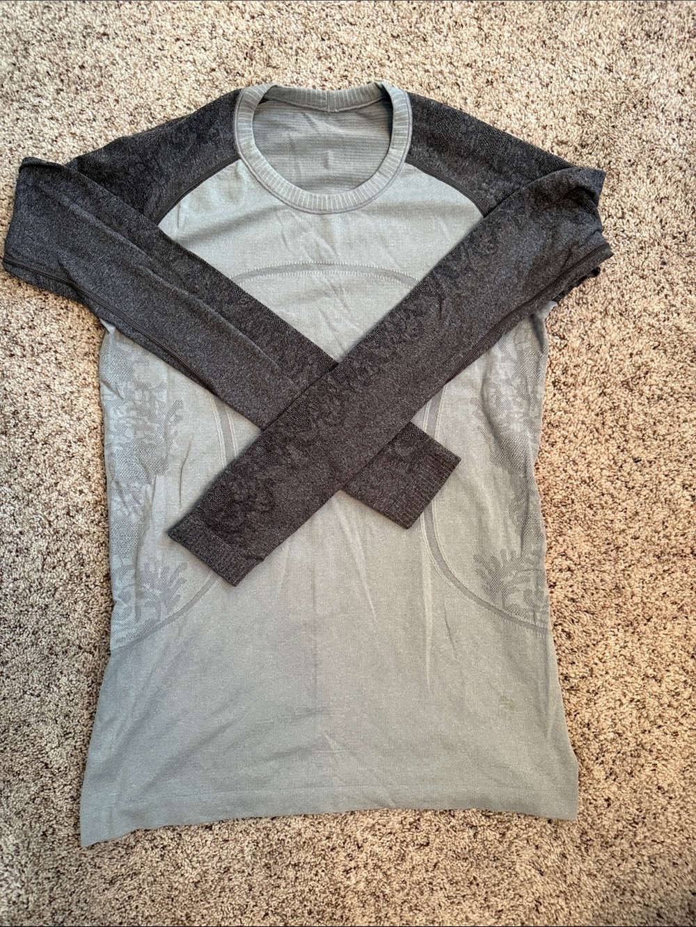 Lululemon Light Gray and Charcoal Knit Long Sleeve Top